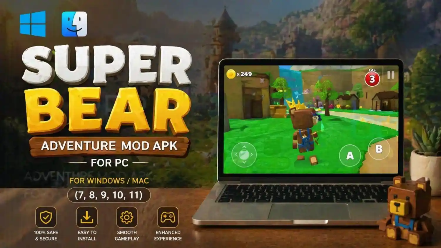 Super Bear Adventure On PC Download For MAC/Windows (7, 8, 10, 11) 1 super bear adventure pc